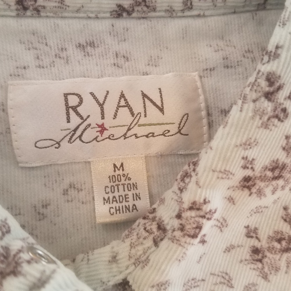 Ryan Micheal sz M vintage flower corduroy shirt